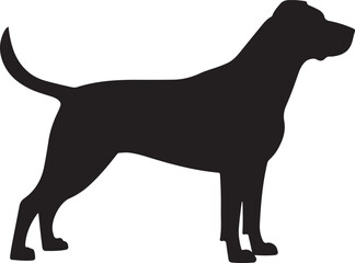 Black Silhouette Vector Graphic of a Dog Standing Side Profile Traced Illustration Simple Canine Image