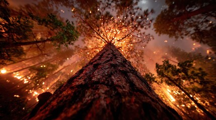 Amidst wildfire the resilient ponderosa pine - a dramatic nature photography view