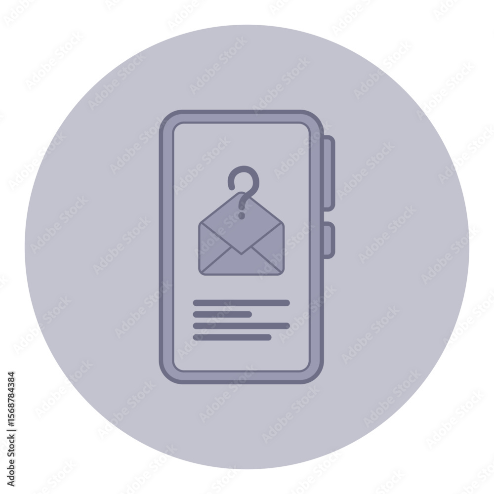 Aufkleber Simple line icon of smartphone displaying email notification marked with question mark. Communication and inquiry in digital contexts