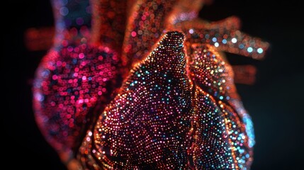 Detailed close-up view of a heart model.