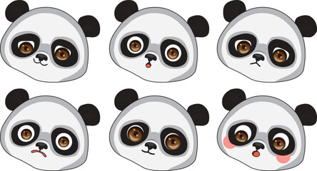Cute Panda Face With Expression Animal Vector