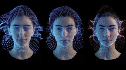 Digital representation of a face with varying graphical lines.