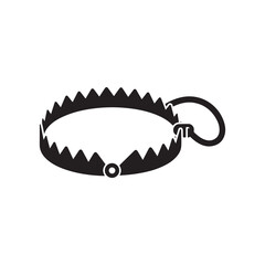 Bear Hunting Trap, Animal Snare, Beartrap Solid Flat Vector Icon Isolated on White Background.
