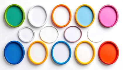 Colorful circular frames on white background
