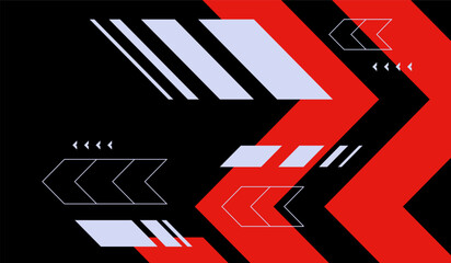 Red and white abstract shapes with black background vector design