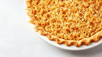 Homemade Crumble Pie, Golden Crust, Sweet Filling. Perfect for dessert, baking blogs, or food magazines.