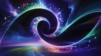 Hypnotic Light Tunnel with Geometric Patterns - Cosmic Spiral Portal with Ancient Glyphs