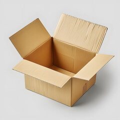 Open Carton Box with Visible Interior and Flap Isolated on Transparent or White Background, PNG