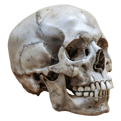 Human Skull Model with Anatomical Detail and Realistic Isolated on Transparent or White Background, PNG
