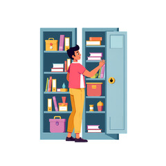 Tidy School Locker Scene With Student