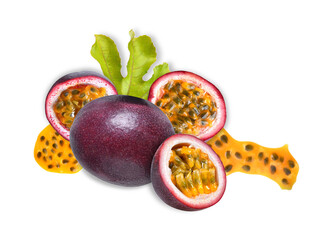 passion fruit isolated on transparent background.