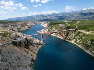 Naklejka premium Aerial view of the Maslenica Bridge