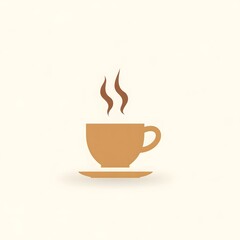 Obraz premium Minimalist illustration of a steaming cup of coffee on a saucer