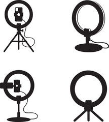 Obraz premium Ring light silhouette set vector illustration isolated On Transparent Background