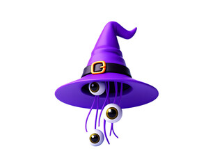 Purple Witch Hat with Hanging Eyes, Halloween Decor
