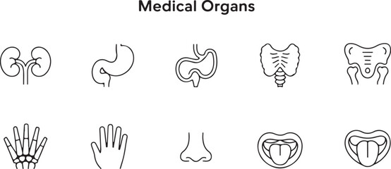 Healthcare icon set. Containing medicine, hospital, doctor, nurse, ambulance, medical, treatment, pills, mental care and more. Editable line icons. Vector illustration