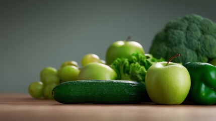 fresh vegetables on a wooden table. Generative AI