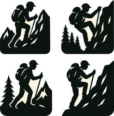 A set of hiking man vector