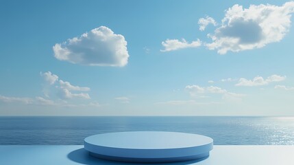 Sky and round booth poster background
