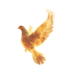 Winged dove in flames high quality realistic image