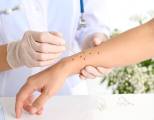 Doctor applying skin test
