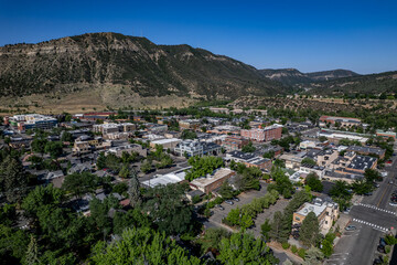 Obraz premium Aerial view of Durango, Colorado in summer 
