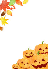 ハロウィン　かぼちゃ　秋　フレーム　イラスト