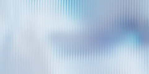 Glass texture background with soft blue gradient, vertical ripple lines and frosted translucent effect. Minimalist icy tone distortion, reeded blur surface. Vector illustration