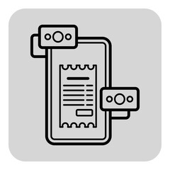 Line icon of ticket centered on digital screen. Payment methods or options for purchase concept