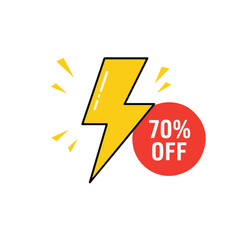 Flash Sale Icon with Lightning Bolt and 70% OFF