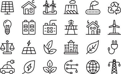 Ecology And Sustainability Line Icons.Sustainability illustration set.