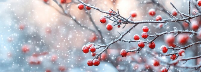 Winter wonderland with frosted berries