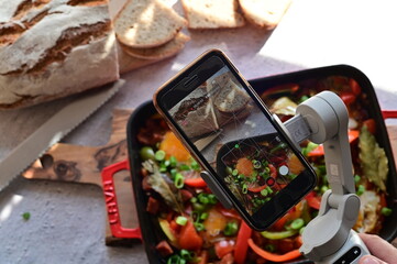 Czech Baked Dish with Vegetables, Sausage, and Egg in a Red Roasting Pan – Hearty Comfort Food from the Oven