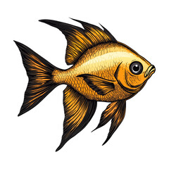 Vibrant Goldfish Illustration - Elegant Aquarium Pet