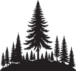 Fototapeta premium set of trees vector, pine tree silhouette vector illustration, pine tree silhouette vector, pine tree icon