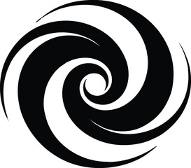 Spiral and swirl motion twisting circles design element set Vector Black silhouette. with white background