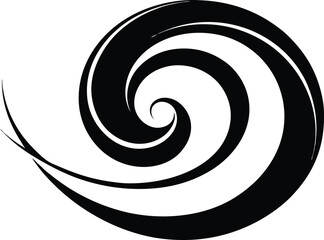 Spiral and swirl motion twisting circles design element set Vector Black silhouette. with white background