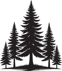 Obraz premium set of trees vector, pine tree silhouette vector illustration, pine tree silhouette vector, pine tree icon