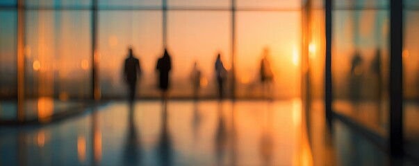 Blurry sunset view from a modern building
