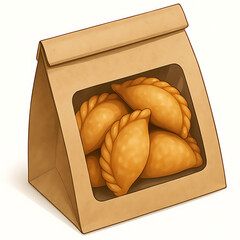 Golden Crispy Curry Puffs in a Recyclable Paper Bag