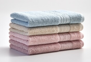 Stack of folded towels in pastel colors (1)