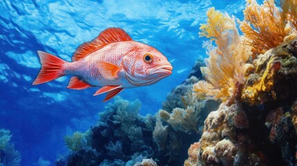Colorful fish in coral reef aquarium