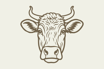 Naklejka premium illustration of a cow's head drawing in vintage style