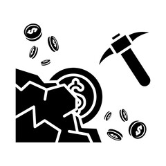 Mining for Digital Fortune vector icon solid style: A Visual Metaphor for Cryptocurrency Mining