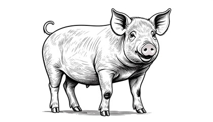 Black and white illustration of a pig (1)