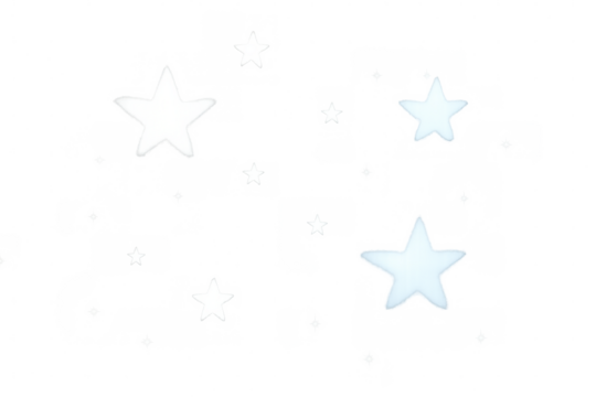 White star shapes of various sizes create a festive design element on a transparent background, perfect for adding sparkle to projects