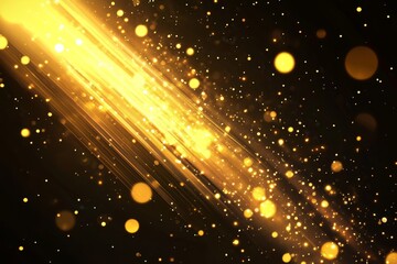 Obraz premium Golden light rays explode on black background