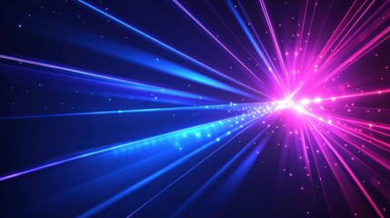 Fototapeta premium Abstract radiant beams of vibrant blue and pink light radiating outward