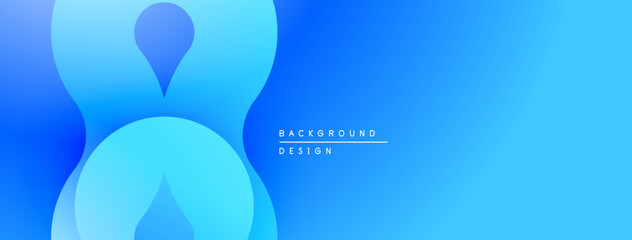 Naklejka premium Abstract blue background. Smooth shapes overlap creating fluid design. Gradient effect adds depth, modern aesthetic.
