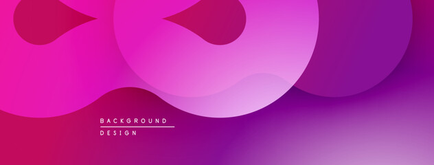Abstract pink purple gradient background. Overlapping rounded shapes create modern design. Smooth transitions, vibrant colors.